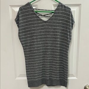 Maurices Gray Striped V-Neck Top
